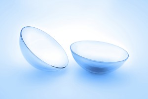 blue tinge on macro shot of contact lenses